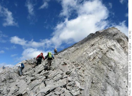 Firm slabs on the middle section of the ridge