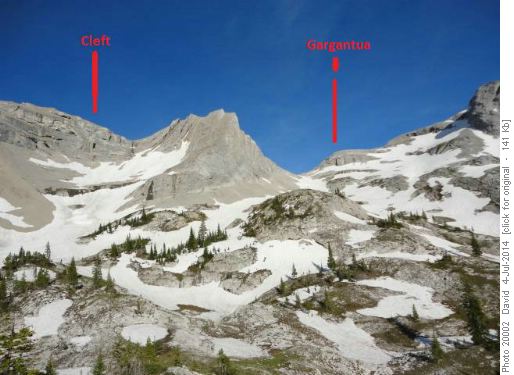 Location of Cleft and Gargantua Caves from Cavers Campsite in Crowsnest Pass