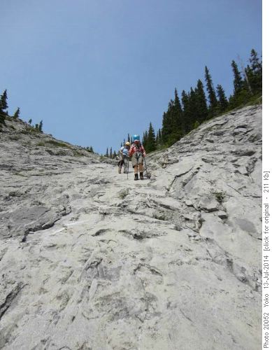 down climbing solid slab
