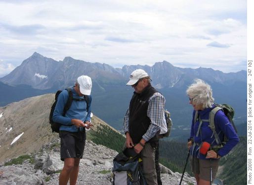Mario Harold & Carolyn examining treasure on east peak of Tent Ridge Horseshoe