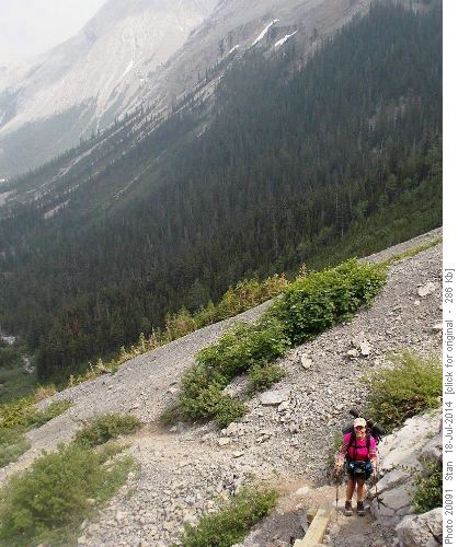 Lesley ascends the headwall