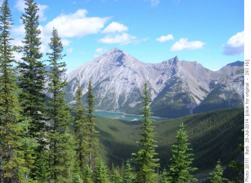 View of Spray Lakes from upper trail
