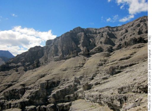 We traversed below these cliff bands