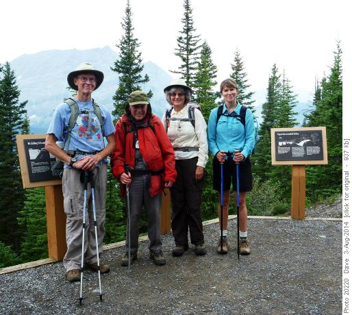 Lunch at Interlake viewpoint, Dave, Wally, Shelia and Sandra