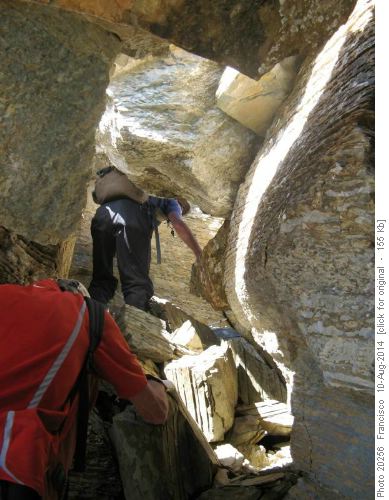 Dave crawling up the tunnel