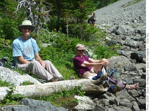 Lunch beside lake, Dave and June