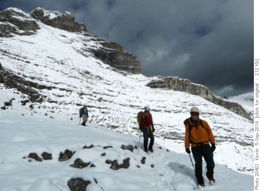 Traversing back down the lower section of the ridge