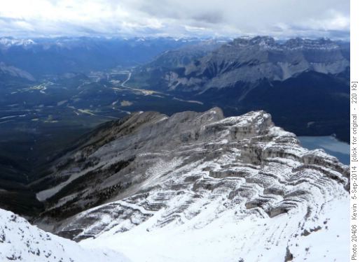 Banff and Lake Minnewanka from the summit of Inglismaldie