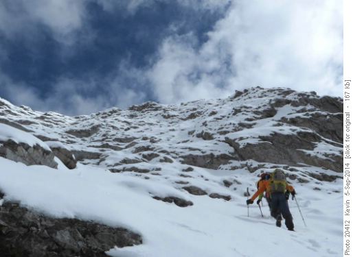 Heading up the West face of Mt Inglismaldie