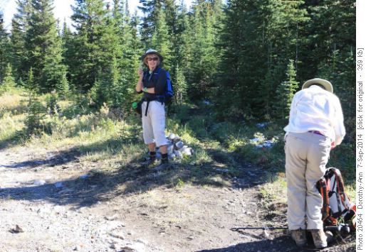 Ginger at junction with Rae Lake trail