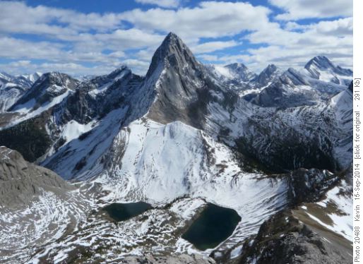 Mount Birdwood and the Birdwood Lakes from the summit