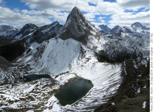 The Birdwood Lakes from the upper ridge
