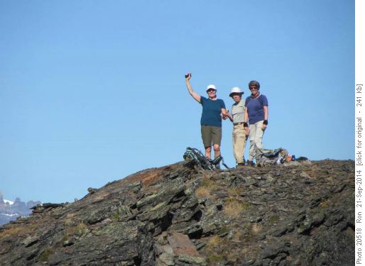 {1564 Teresa Lesz}, {280 Laszlo Jamniczky} & {731 Aldis Hallson} on the outlier at the top of East Panorama Ridge