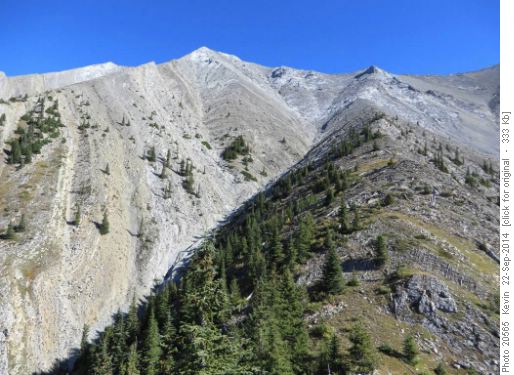Our ascent route followed this spur to the ridge