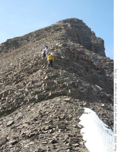 David (in yellow), Jeannette and Clifton decending Red Peak