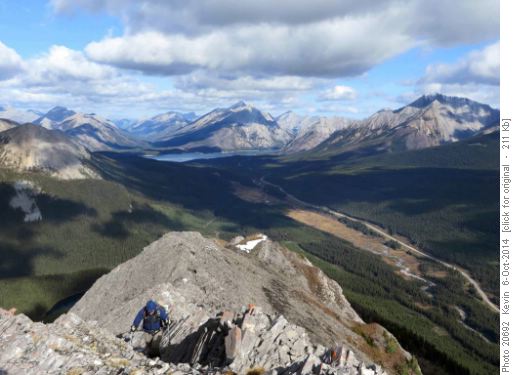 Ray heading up the ridge with the Smith Dorrien below