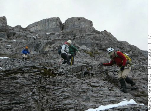 Descending the North side of the summit block