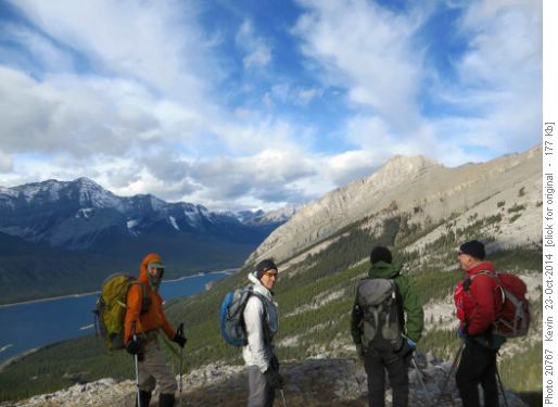 Arnold and the gang admiring the views along the traverse from Wind Pass