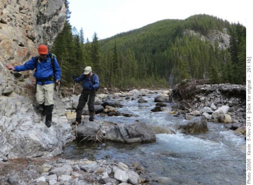 Clifton and Peter retracing our steps back along Porcupine Creek