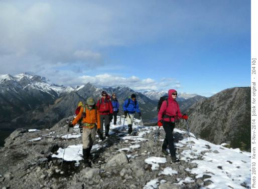 Traversing the ridge on the first spine