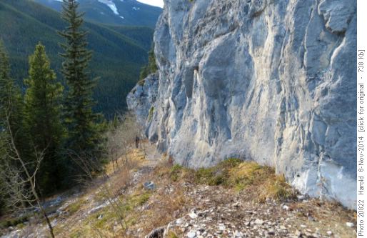 Descent route to Powderface Crk Trail along the rock wall on south side of Ridge
