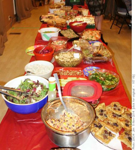 Main courses at 60th Anniversary potluck