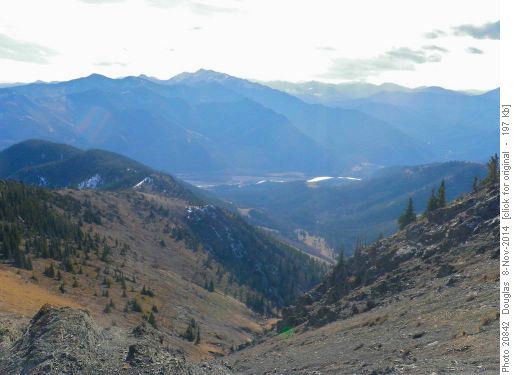 Access route from Fir Creek was up the grassy slope