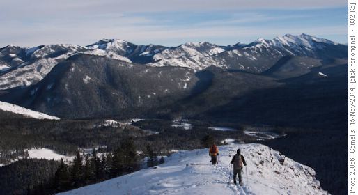 Brian and Sim on the descent, Mt Burke in the right back-ground