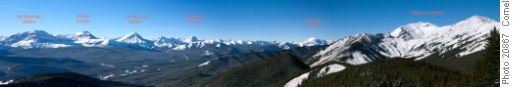 Cat Creek Hills Panorama, Highwood Range at right. (Click on image to enlarge)