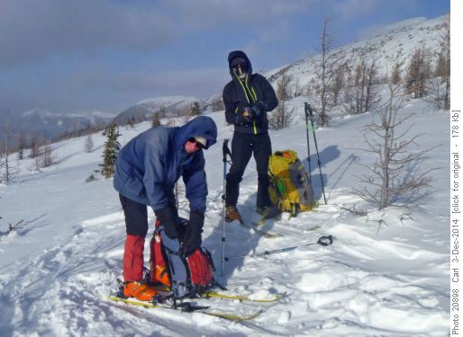 Bundling up and deskinning at Healy Pass