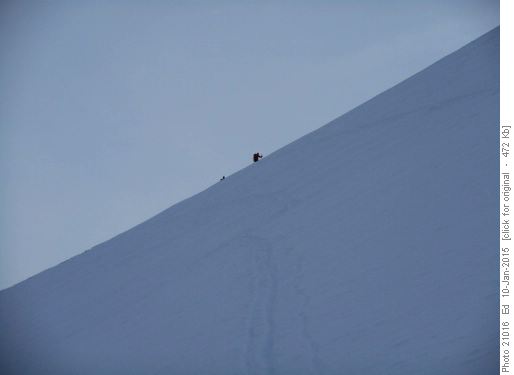 A long traverse on steep wind hammered boiler plate