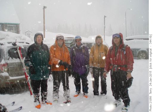 Jim, John, David, Damian, Terry Leaving Rogers Pass