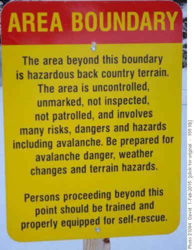 Warning sign on trail to Skoki Lodge