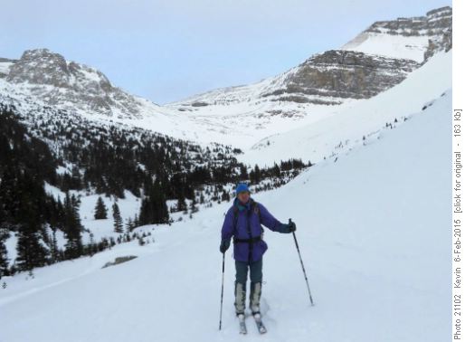 David with our challenging descent slope in the distance