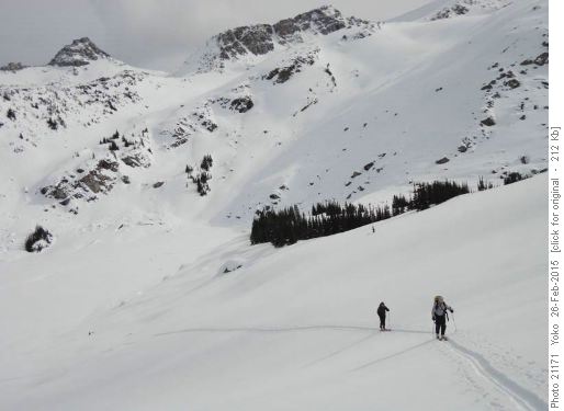 Stan and Jim climbing to East Pass