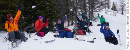 Lunch on snowy hill