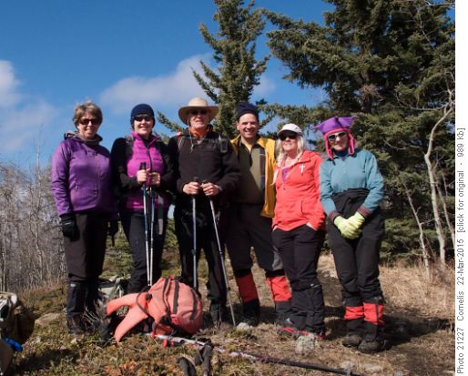 On Carey Carey Ridge enjoying the sun; Aldis, Teresa, Ray, Cornelis, Christine & Christine