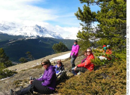 Lunch break out of the wind, in the sun and with a view