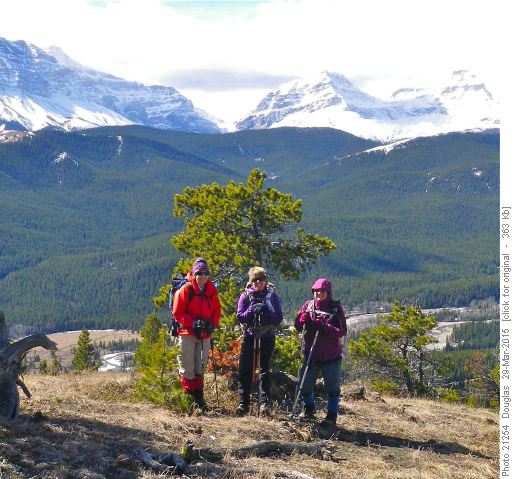 Sue, Aldis and Barb B. looking west on the descent