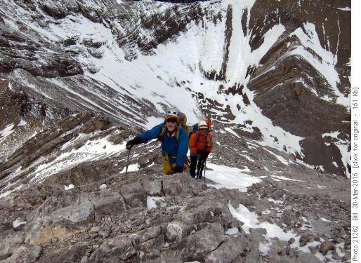 {256 Arnold W} and {168 SIm G} ascending north ridge of Fable