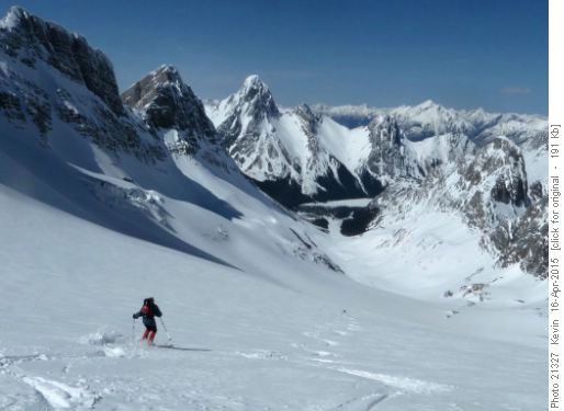 Skiing the lower section of the Robertson Glacier