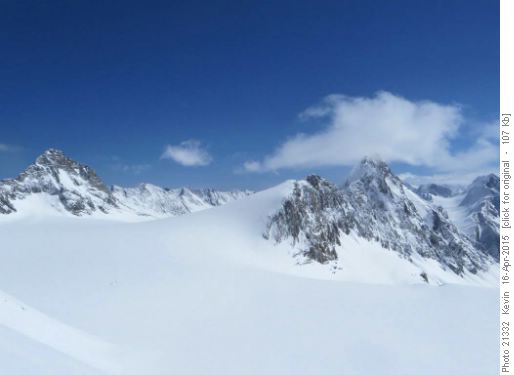 Looking South from the col towards Mt Jellicoe and the Haig Glacier