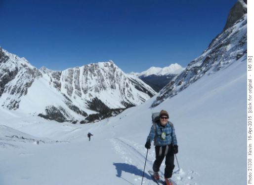Bill heading up the lateral moraine of the French Glacier