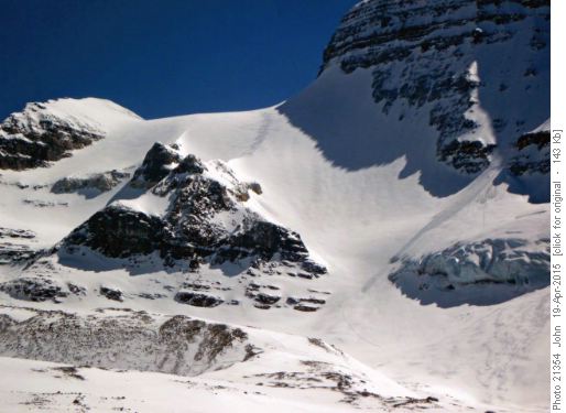 Looking back at our track off Popes Peak col
