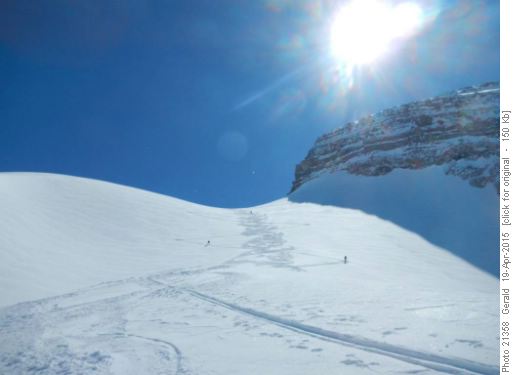 Looking back up the run from Pope's Col