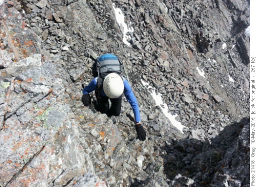 Inge downclimbing Summit Block