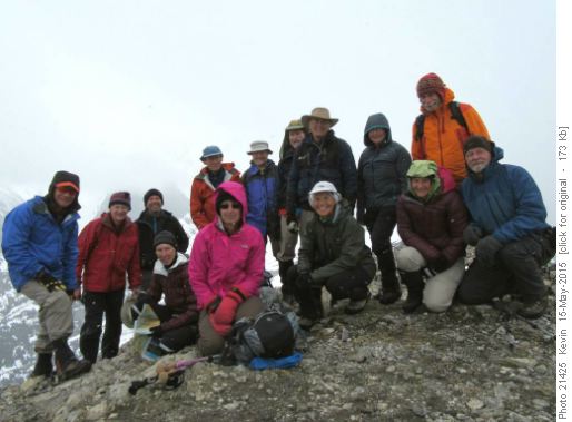 14 Ramblers on the summit of South Opal