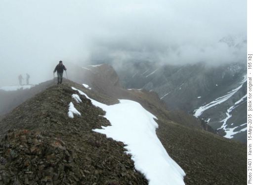 Brian traversing the ridge above 'the gates'