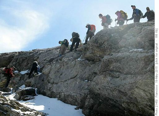 Lining up for the downclimb