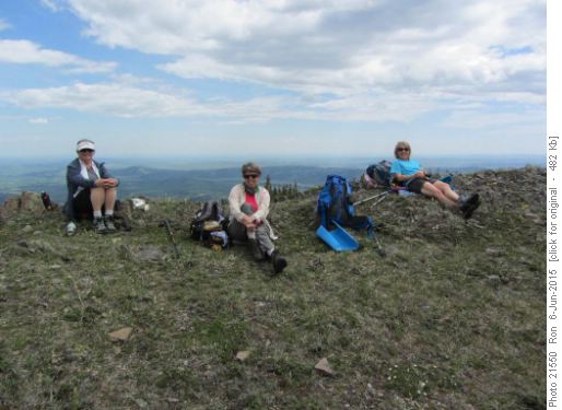 Lunch on top of Bull Creek Hill: {444 Nancy Earle}, {731 Aldis Hallson} & {206 Barb Mitchell}